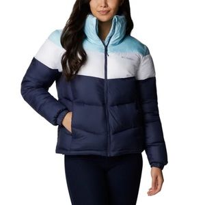 Columbia Puffect Jacket Color Blocked Puffer 3 Color Water Resistant Chin Guard